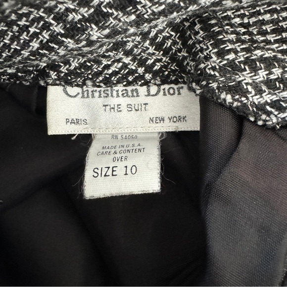 Vintage Christian Dior Black White Plaid Midi Pencil Skirt 10 - Picture 3 of 12